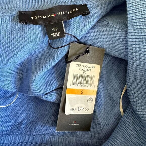 Tommy Hilfiger Foldover Off The Shoulder Sweater - Size Small - Picture 3 of 4